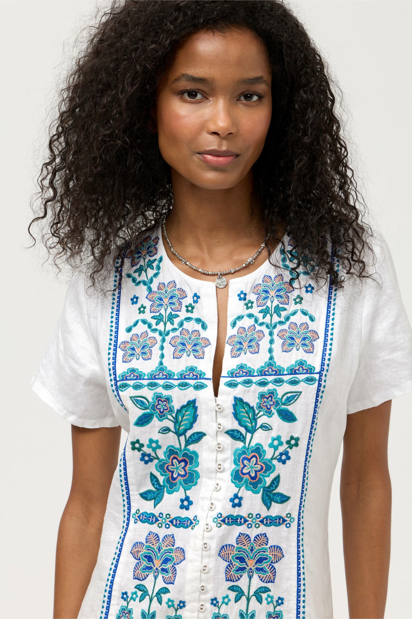 Johnny Was BUTTON FRONT LINEN DRESS