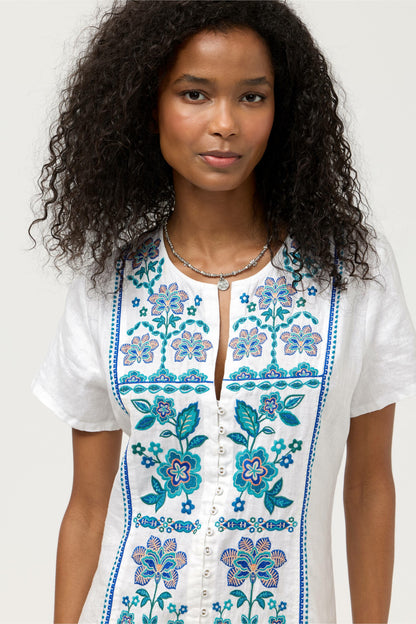 Johnny Was BUTTON FRONT LINEN DRESS