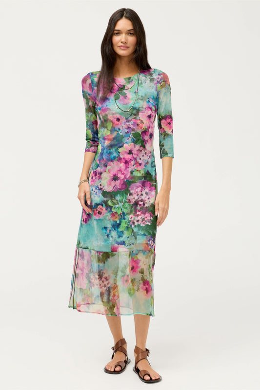 Johnny Was 3/4 SLEEVE TULUS MESH MIDI DRESS