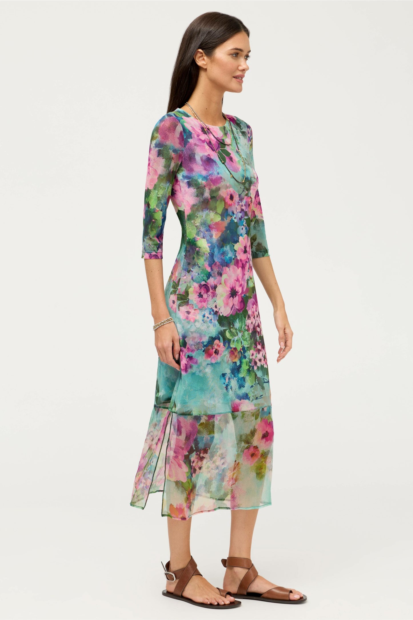 Johnny Was 3/4 SLEEVE TULUS MESH MIDI DRESS
