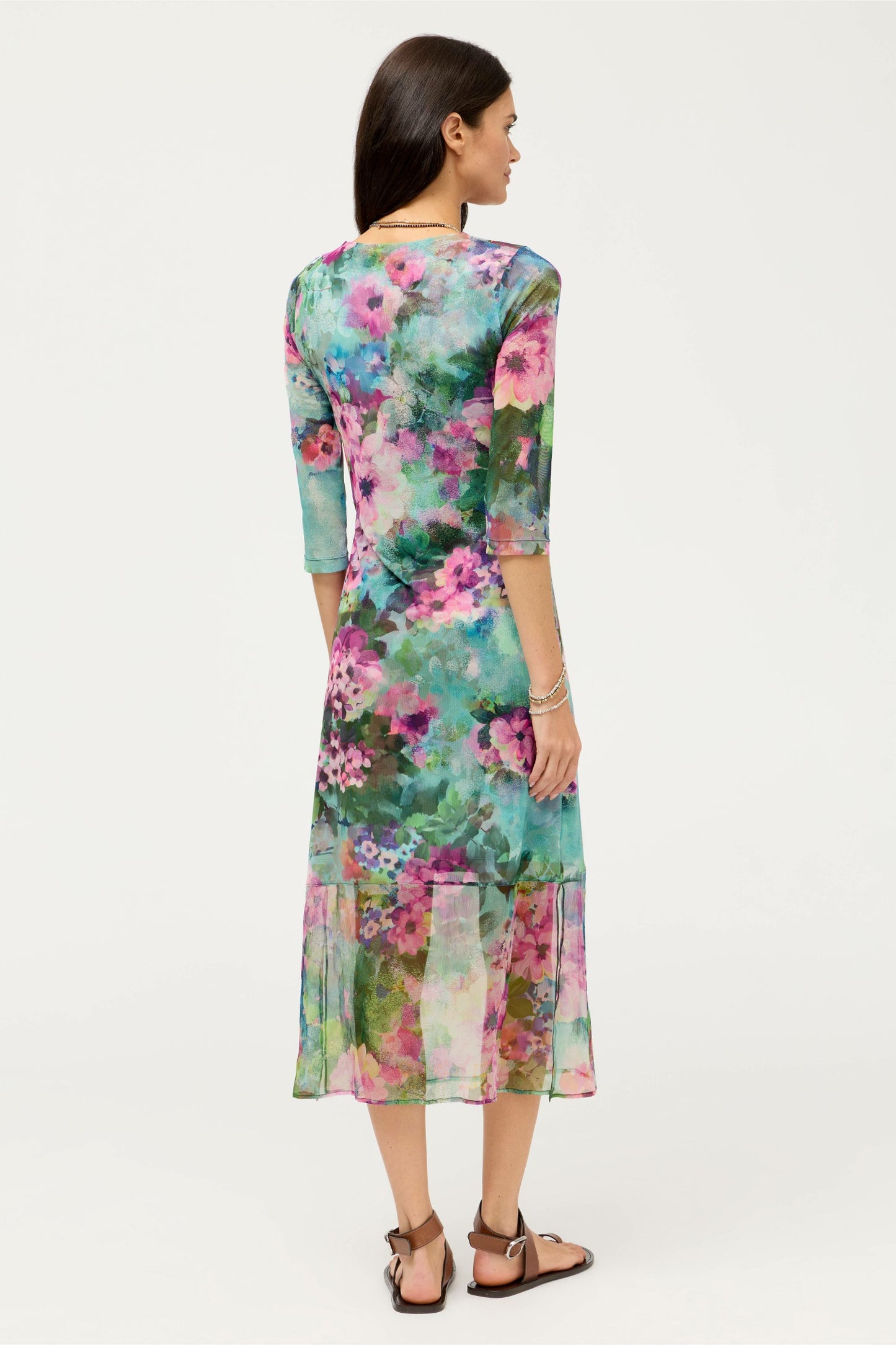 Johnny Was 3/4 SLEEVE TULUS MESH MIDI DRESS