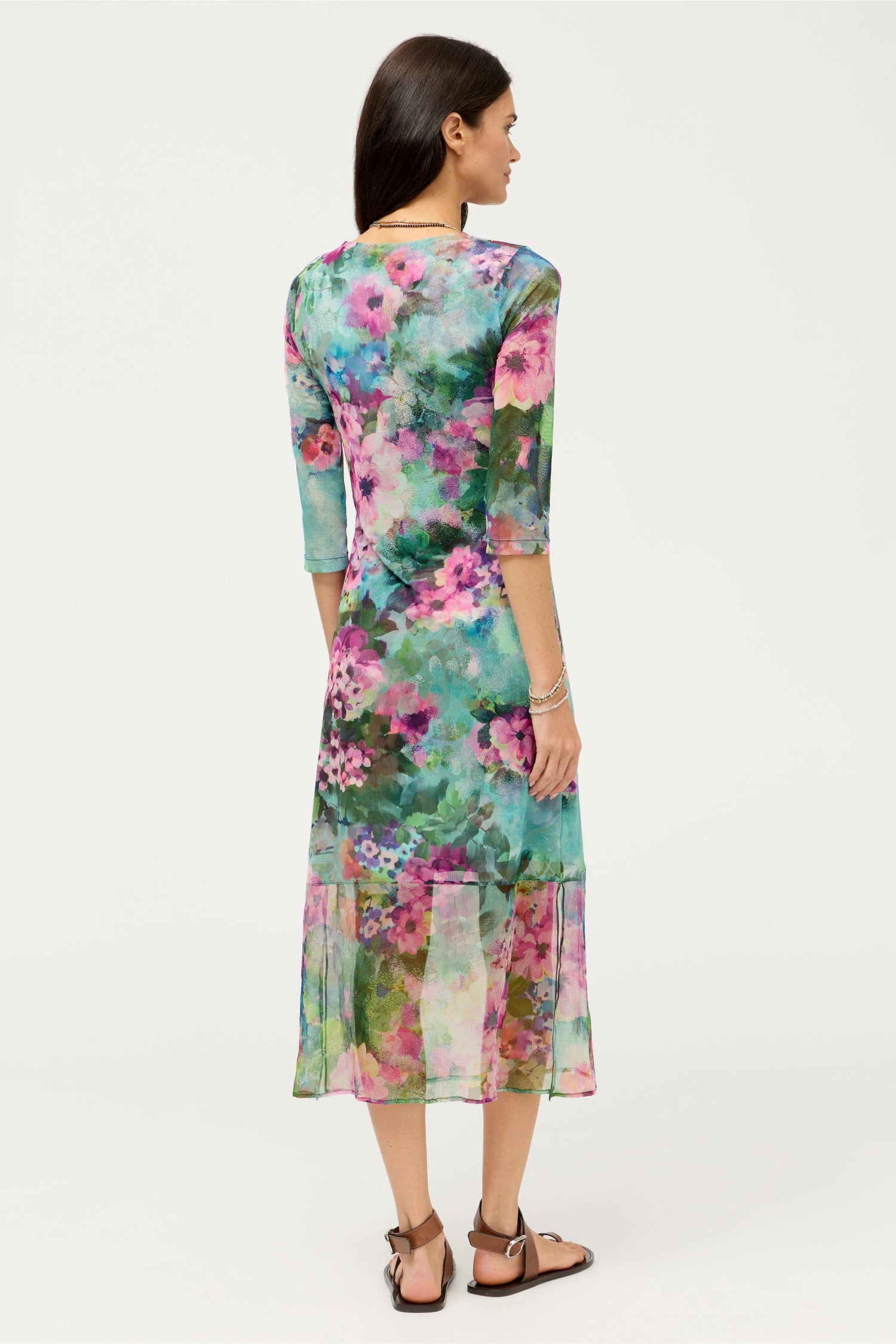 Johnny Was 3/4 SLEEVE TULUS MESH MIDI DRESS