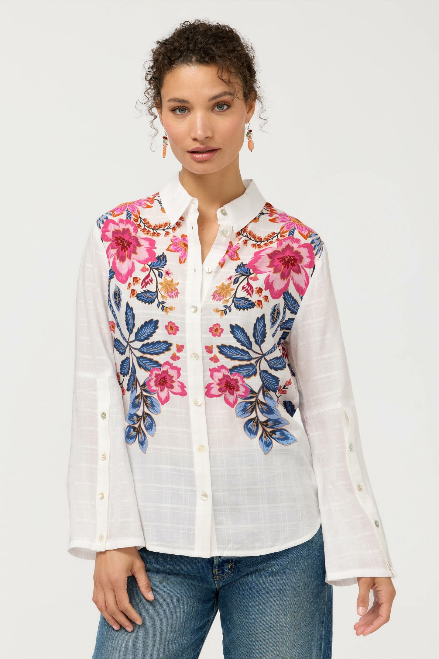 Johnny Was BUTTON DETAIL SHIRT