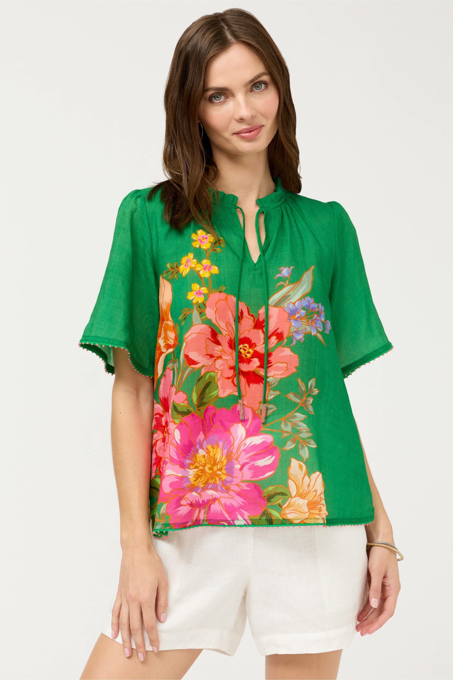 Johnny Was FLUTTER SLEEVE BLOUSE