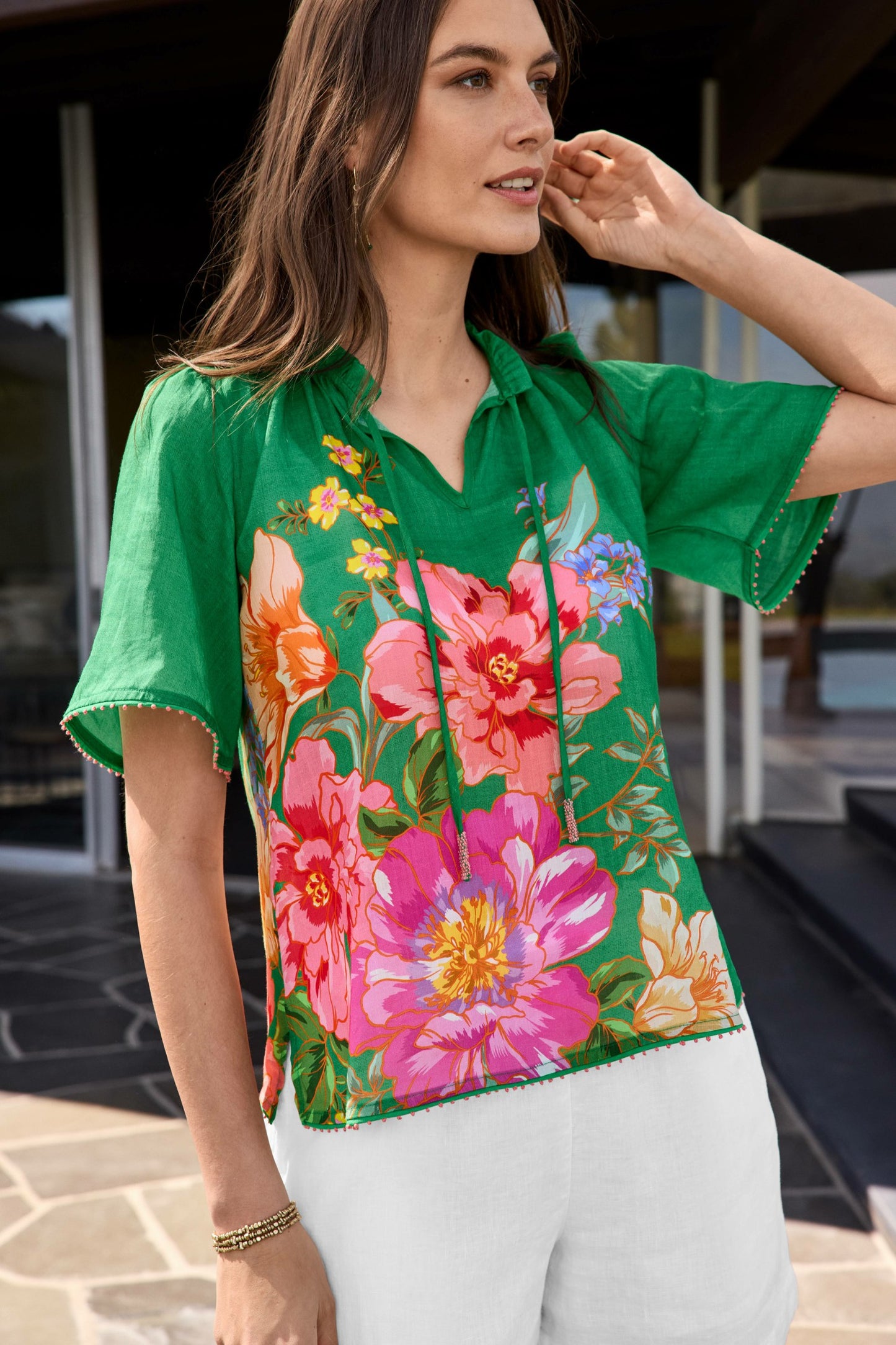 Johnny Was FLUTTER SLEEVE BLOUSE