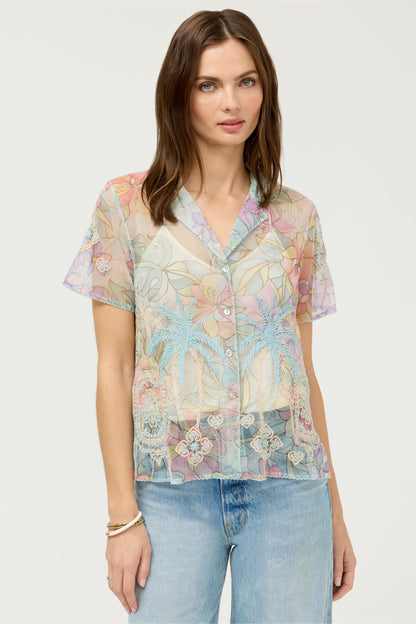 Johnny Was DELLUCI MESH CAMP SHIRT