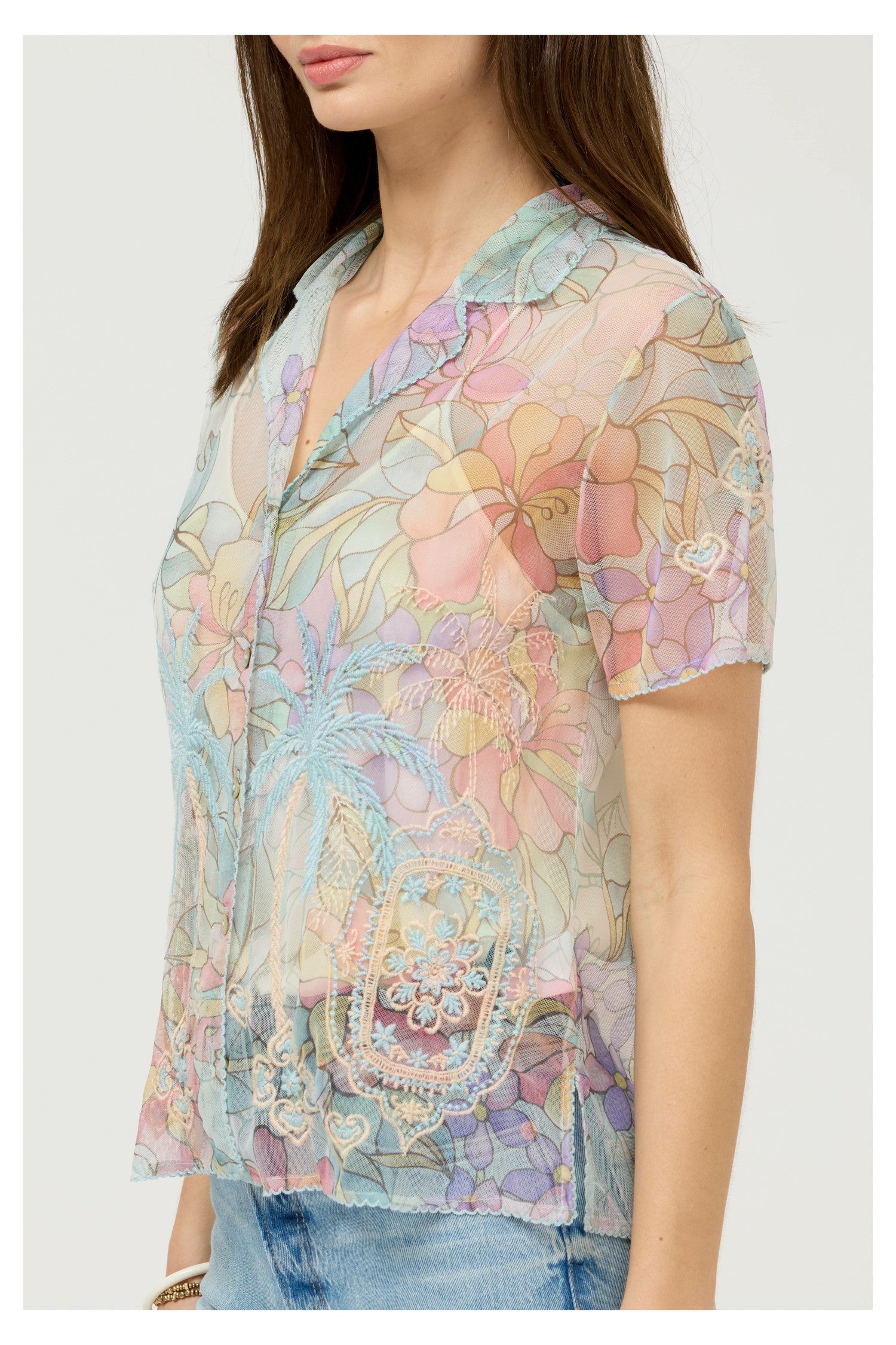 Johnny Was DELLUCI MESH CAMP SHIRT