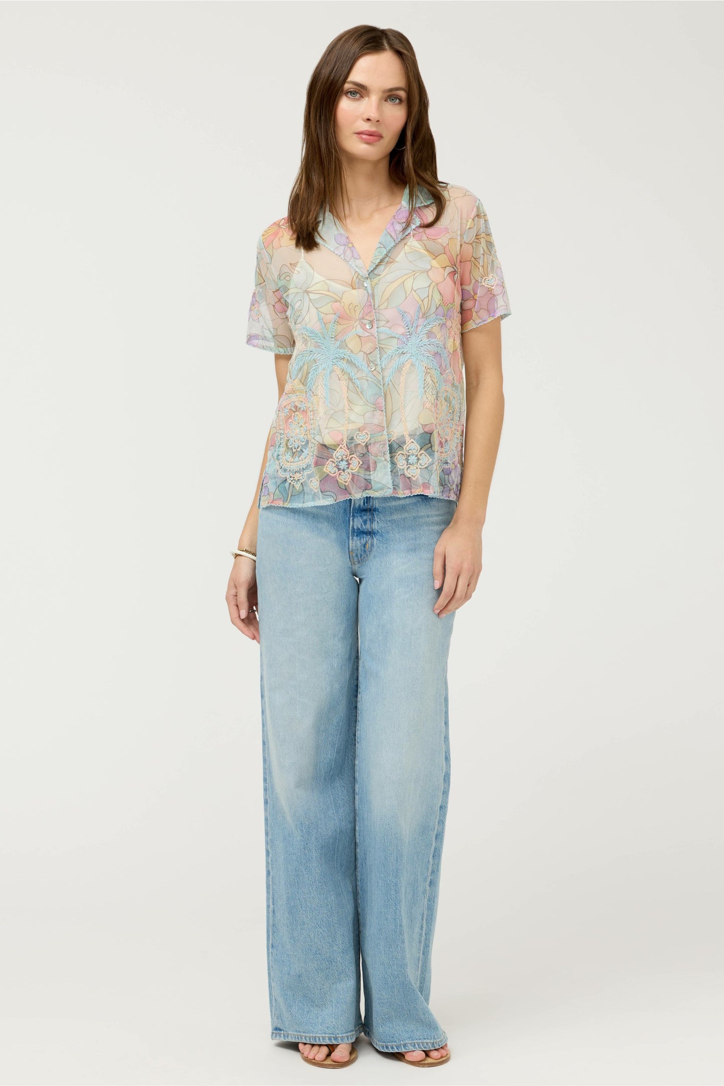 Johnny Was DELLUCI MESH CAMP SHIRT