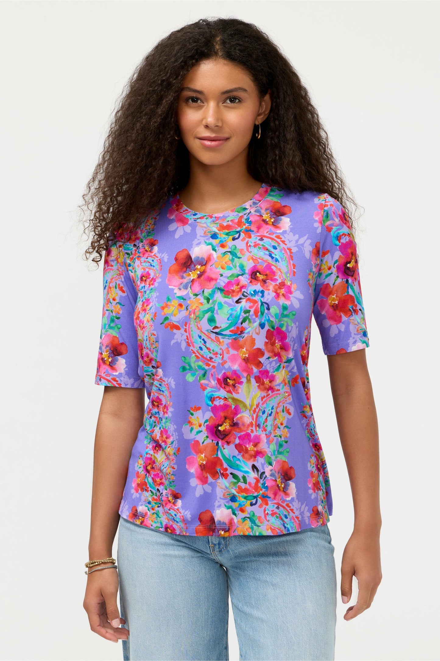 Johnny Was THE JANIE FAVORITE ELBOW SLEEVE CREW NECK SWING TEE