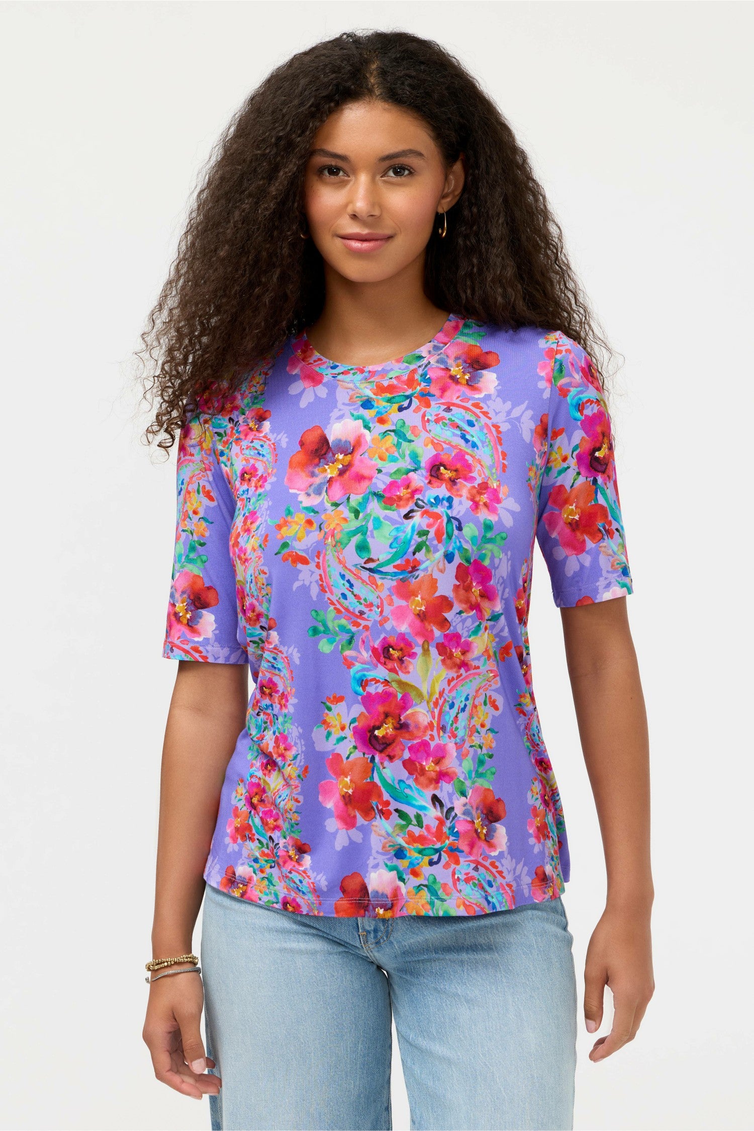 Johnny Was THE JANIE FAVORITE ELBOW SLEEVE CREW NECK SWING TEE