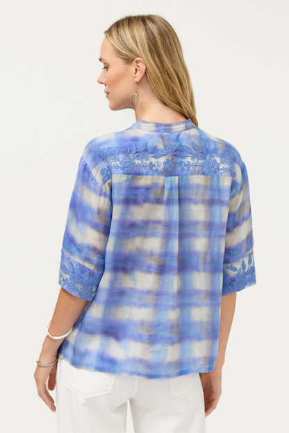 Johnny Was SHORT SLEEVE RELAXED MANDARIN COLLAR SHIRT