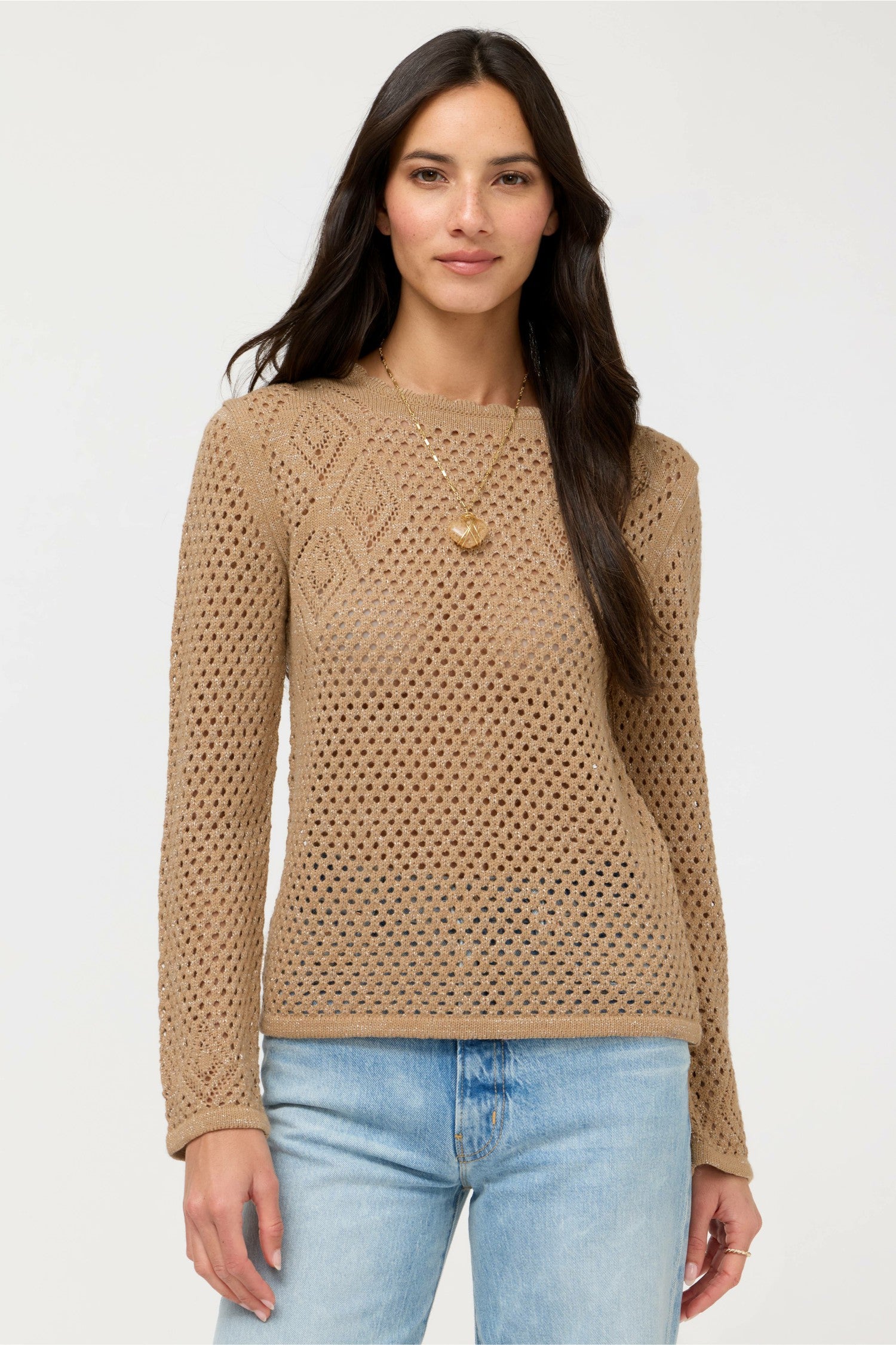 Johnny Was THE METALLIC DIAMOND KNIT PULLOVER