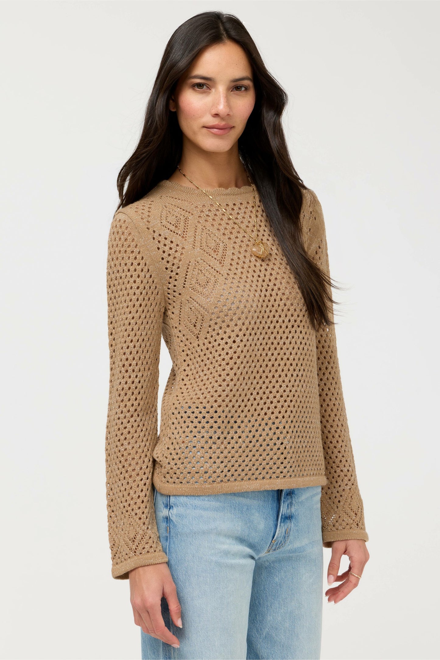 Johnny Was THE METALLIC DIAMOND KNIT PULLOVER