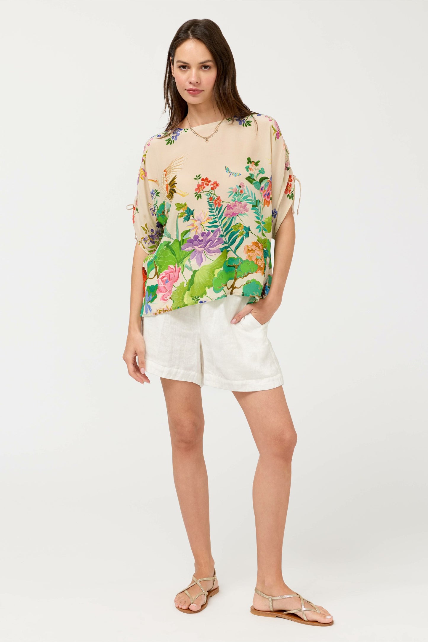 Johnny Was BLUET DRAWCORD SLEEVE BLOUSE