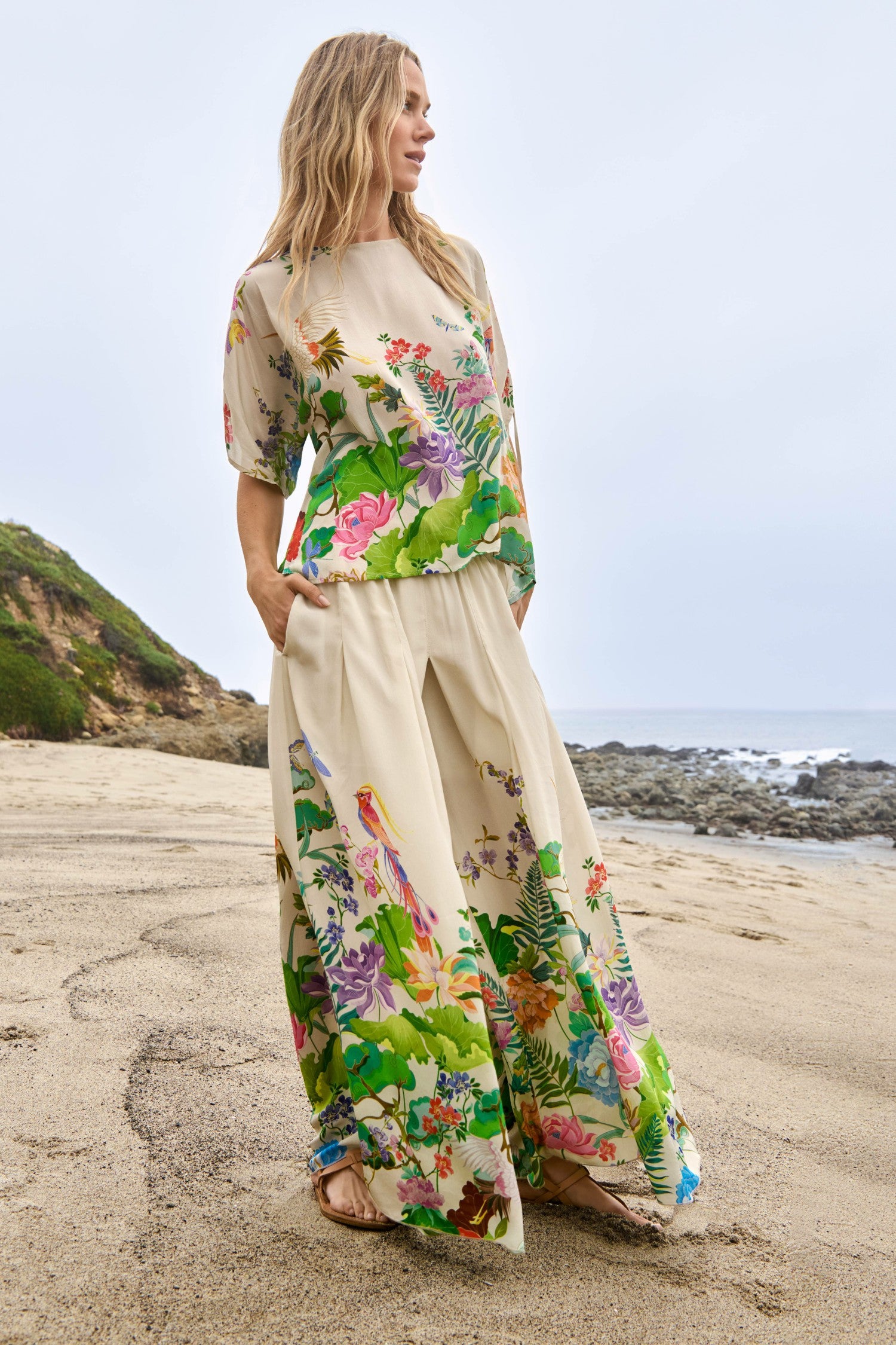 Johnny Was BLUET DRAWCORD SLEEVE BLOUSE