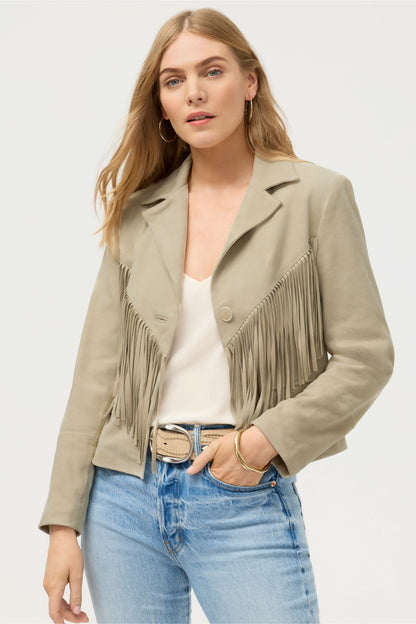 Johnny Was CROPPED FRINGE ITALIAN SUEDE JACKET