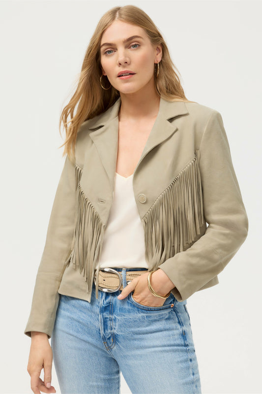 Johnny Was CROPPED FRINGE ITALIAN SUEDE JACKET