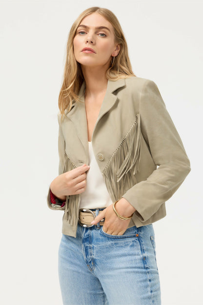 Johnny Was CROPPED FRINGE ITALIAN SUEDE JACKET