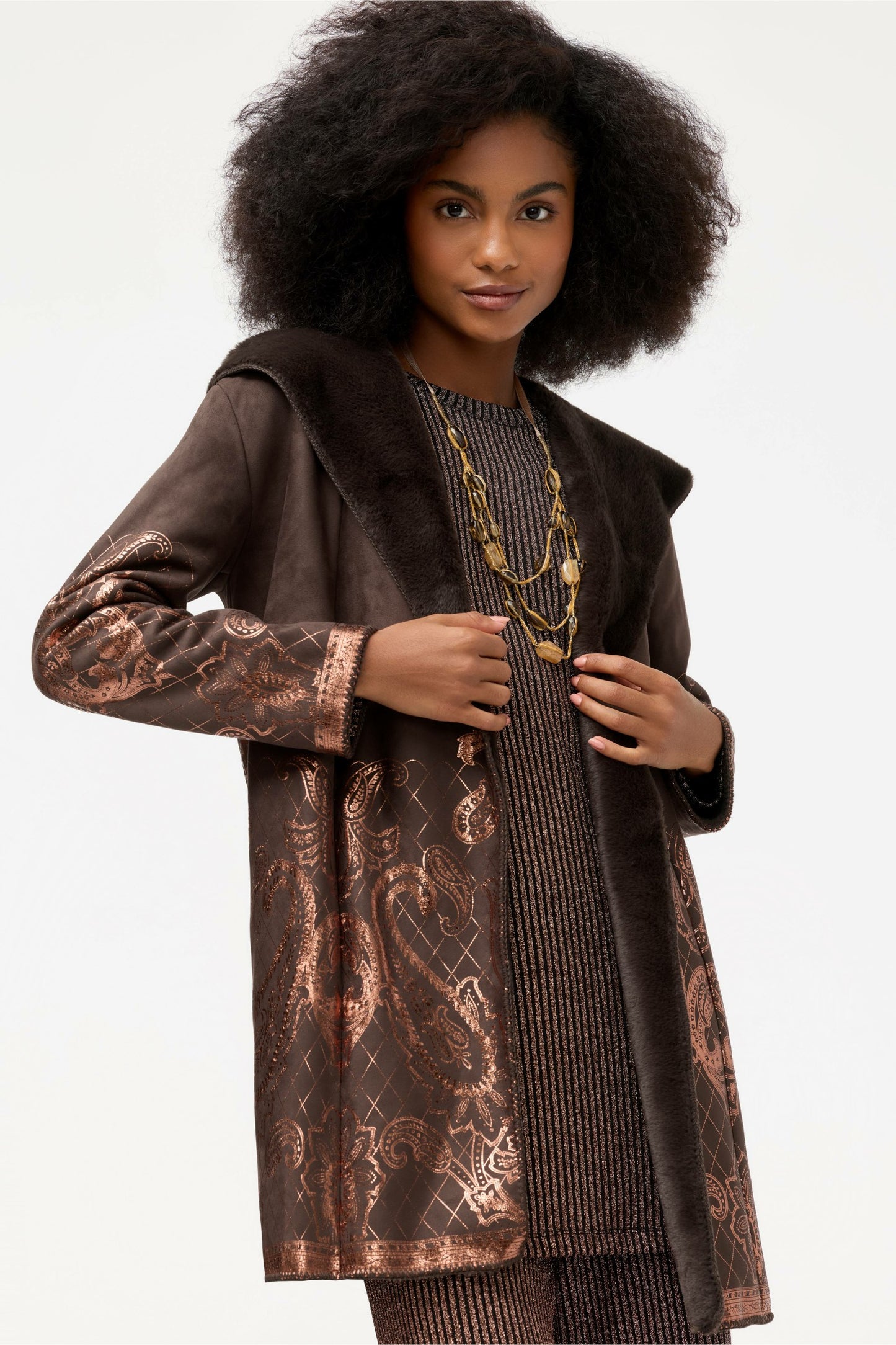 Johnny Was LASEI FAUX SUEDE FUR COAT