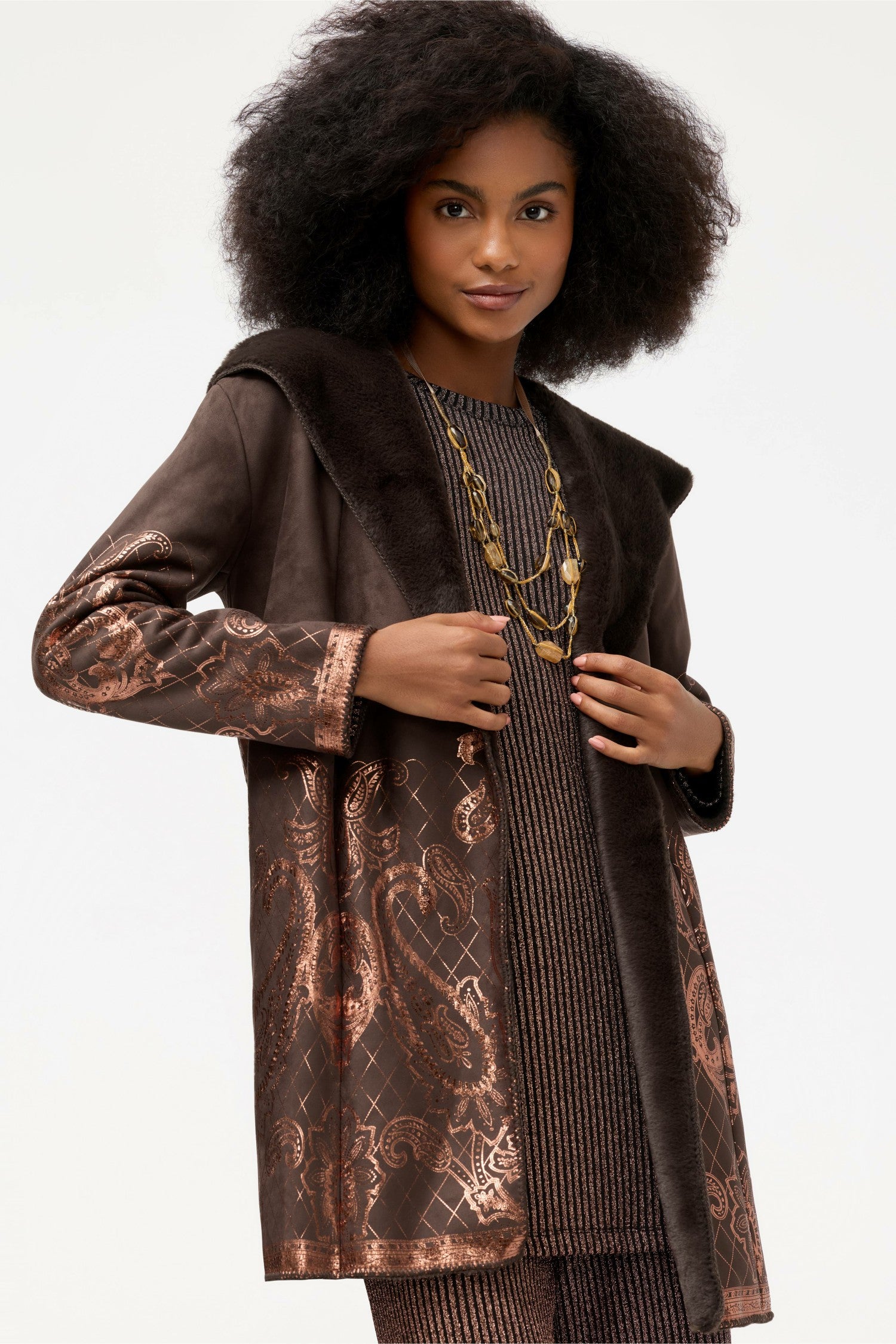 Johnny Was LASEI FAUX SUEDE FUR COAT