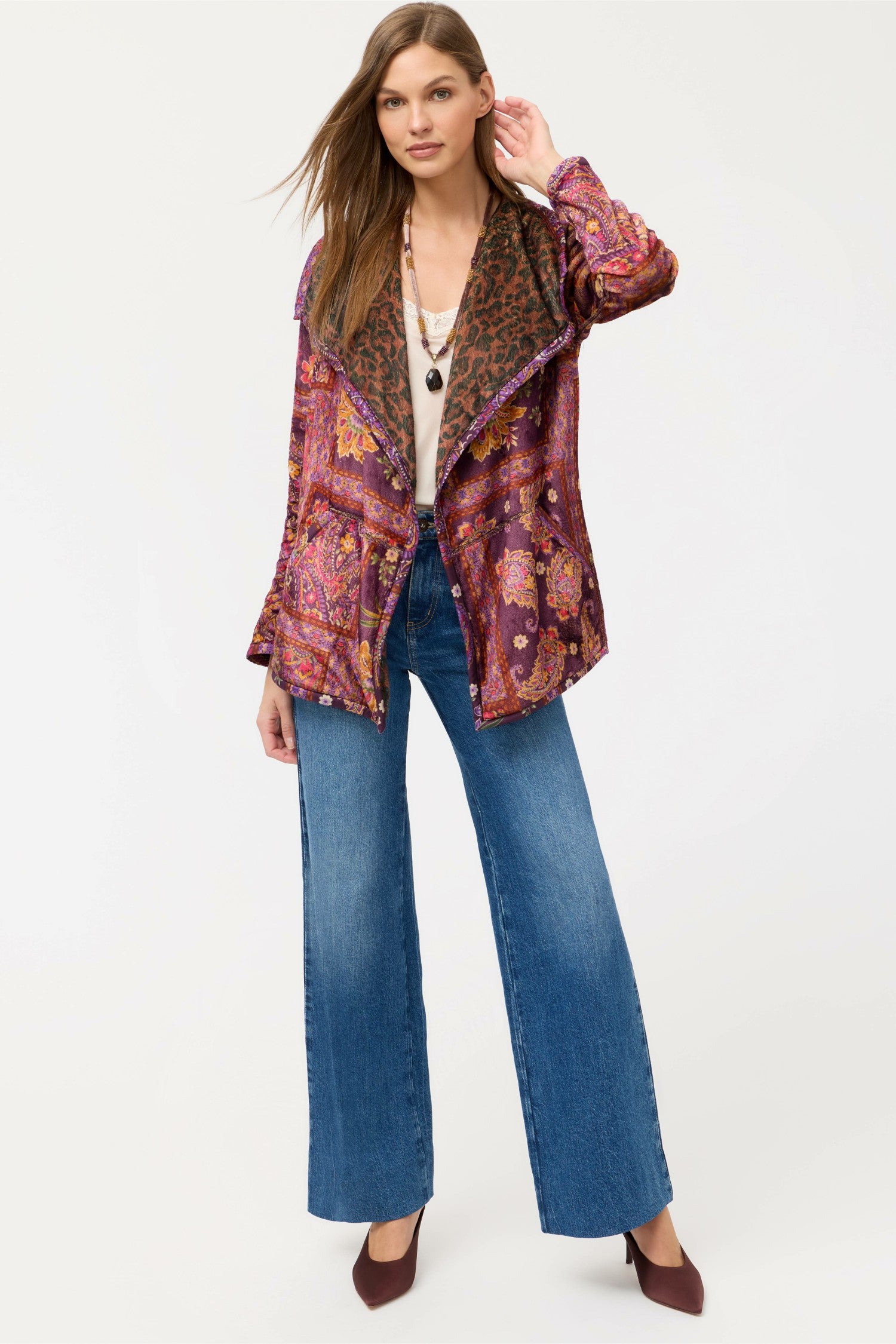 Johnny Was JOAN WRAP BINDED SHERPA JACKET