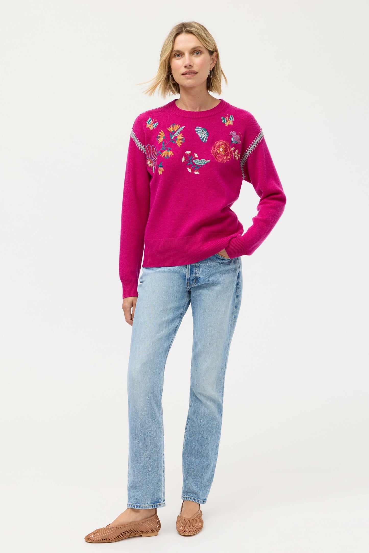 Johnny Was THE CREW NECK WHIPSTITCH PULLOVER