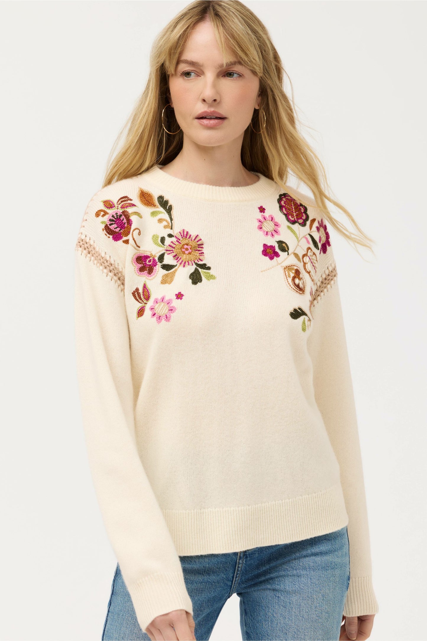 Johnny Was THE CREW NECK WHIPSTITCH PULLOVER