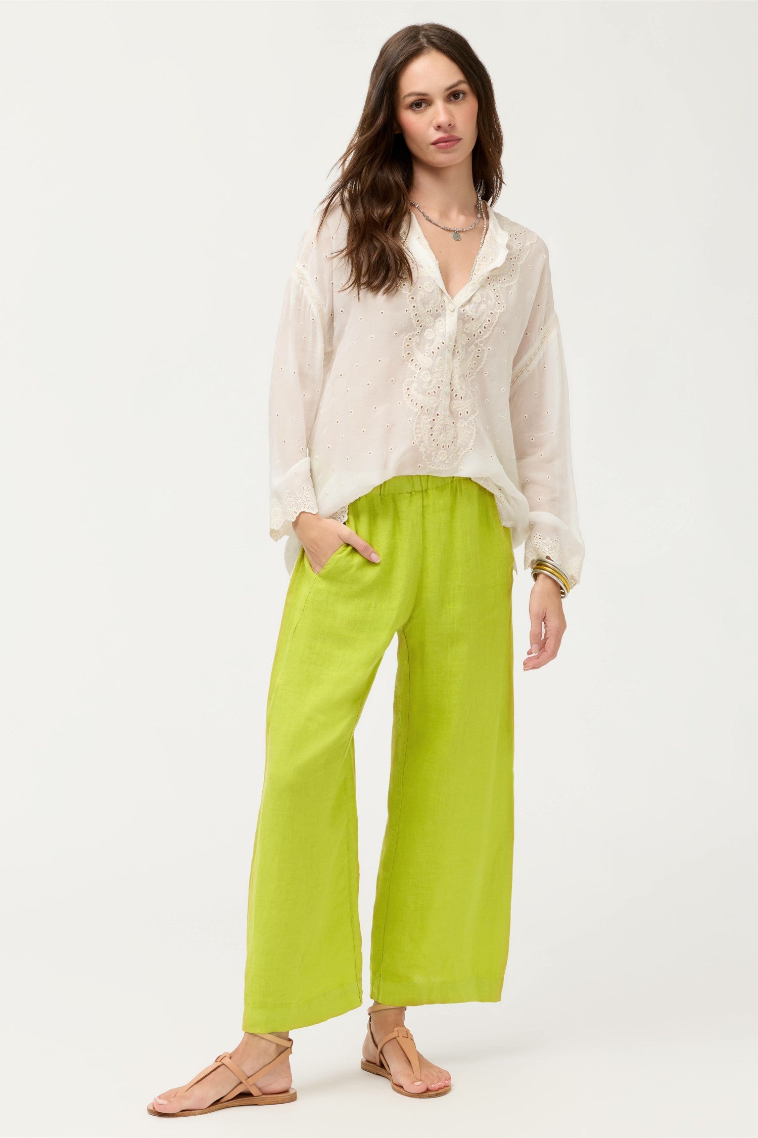 Johnny Was CROPPED LINEN PANT