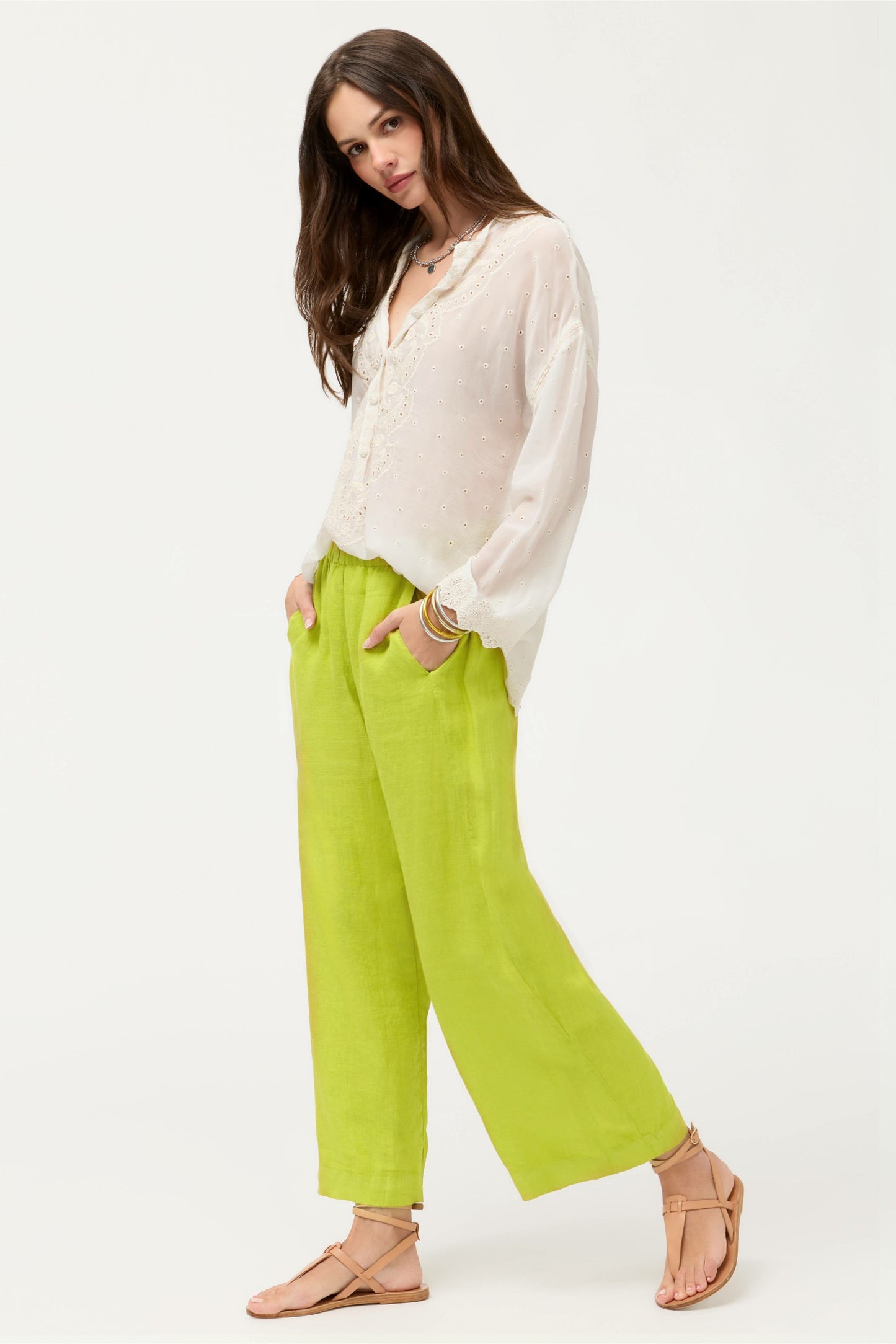Johnny Was CROPPED LINEN PANT