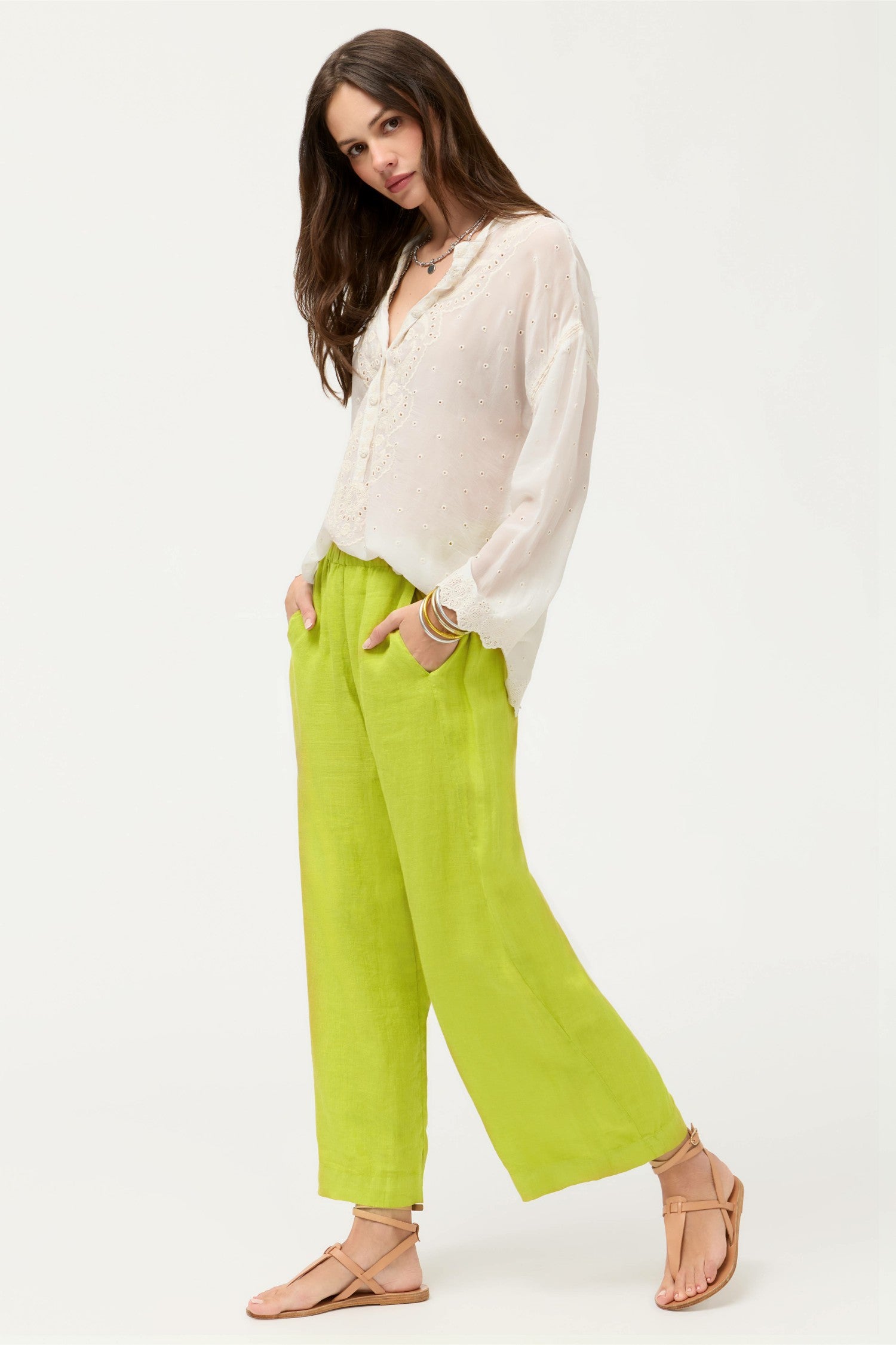 Johnny Was CROPPED LINEN PANT