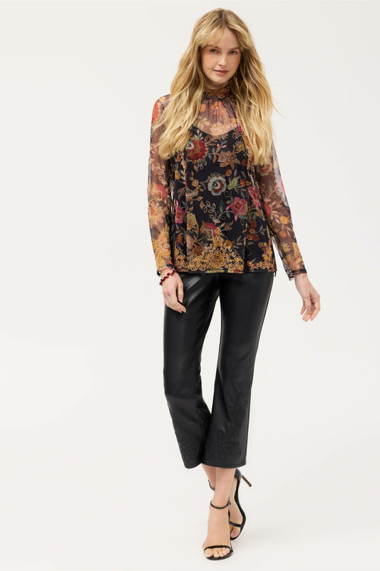 Johnny Was CYNDI CROPPED BABY BOOT VEGAN LEATHER PANT