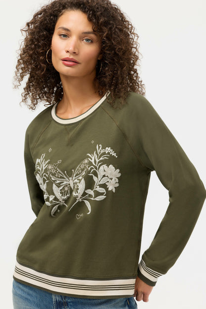 Johnny Was BEE ACTIVE RAGLAN CREW NECK SWEATSHIRT