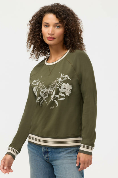 Johnny Was BEE ACTIVE RAGLAN CREW NECK SWEATSHIRT
