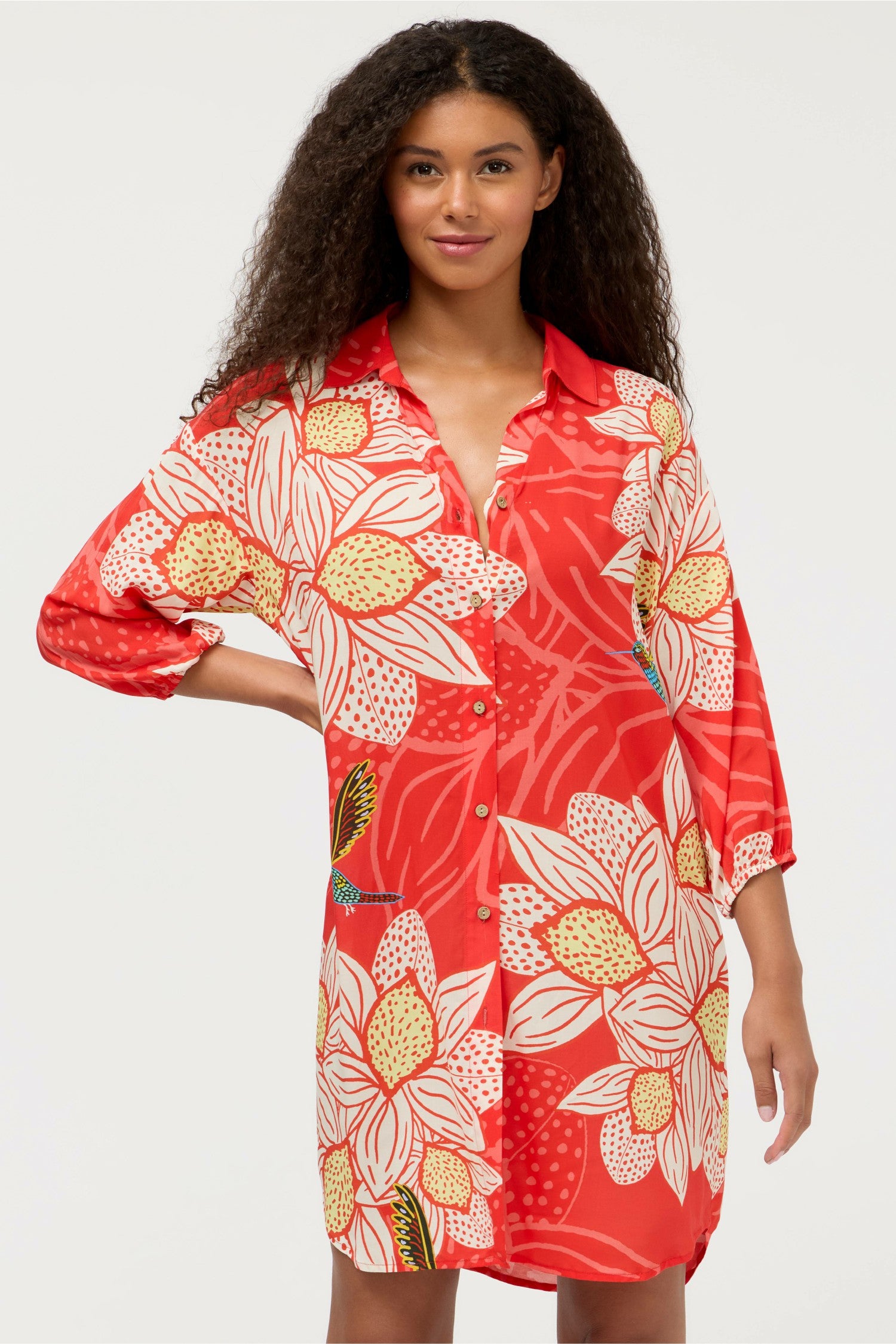 Johnny Was JW X ASHLEY PERCIVAL BUTTON DOWN SHIRT DRESS