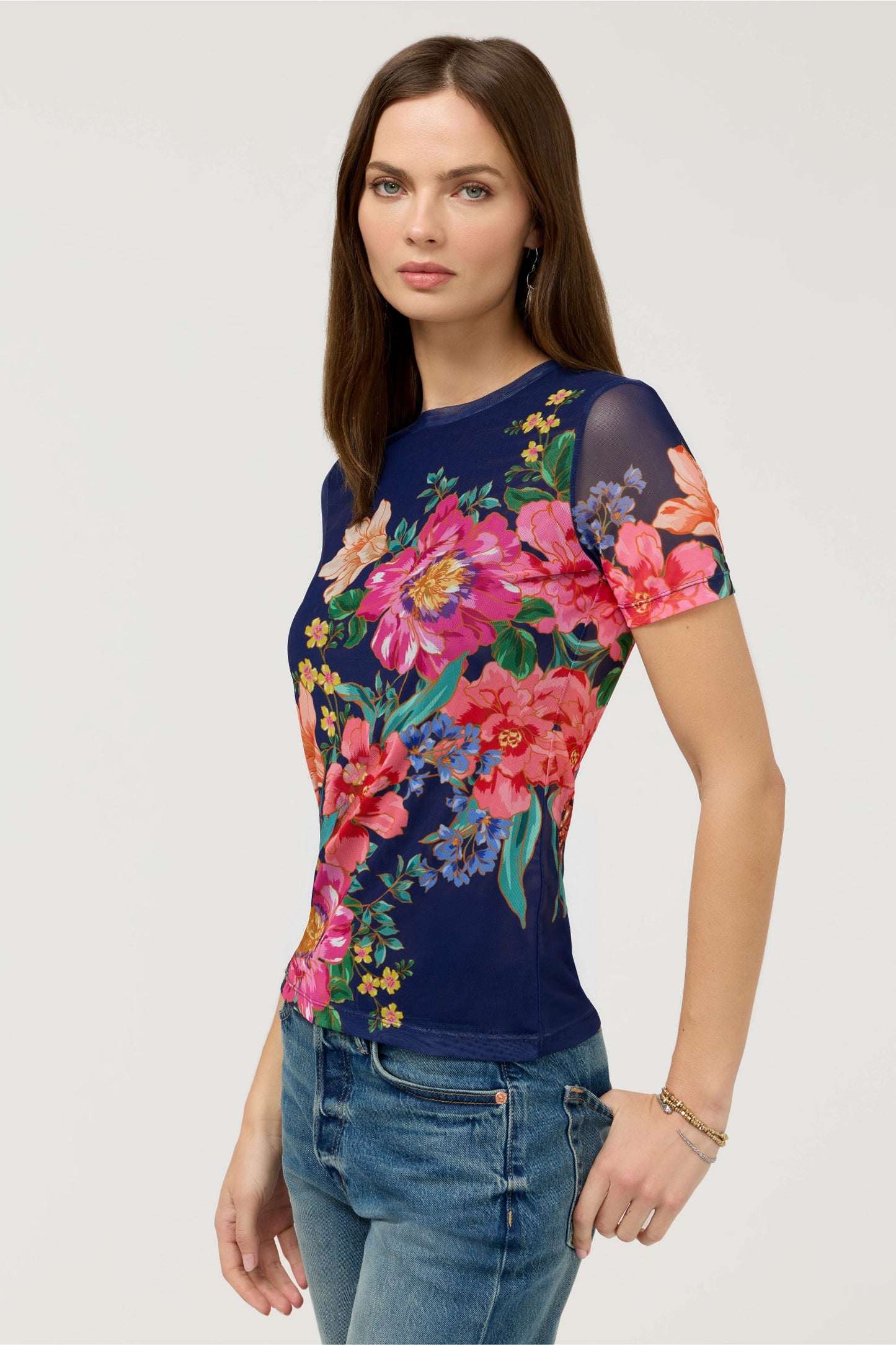 Johnny Was ELEANOR SHORT SLEEVE MESH TEE