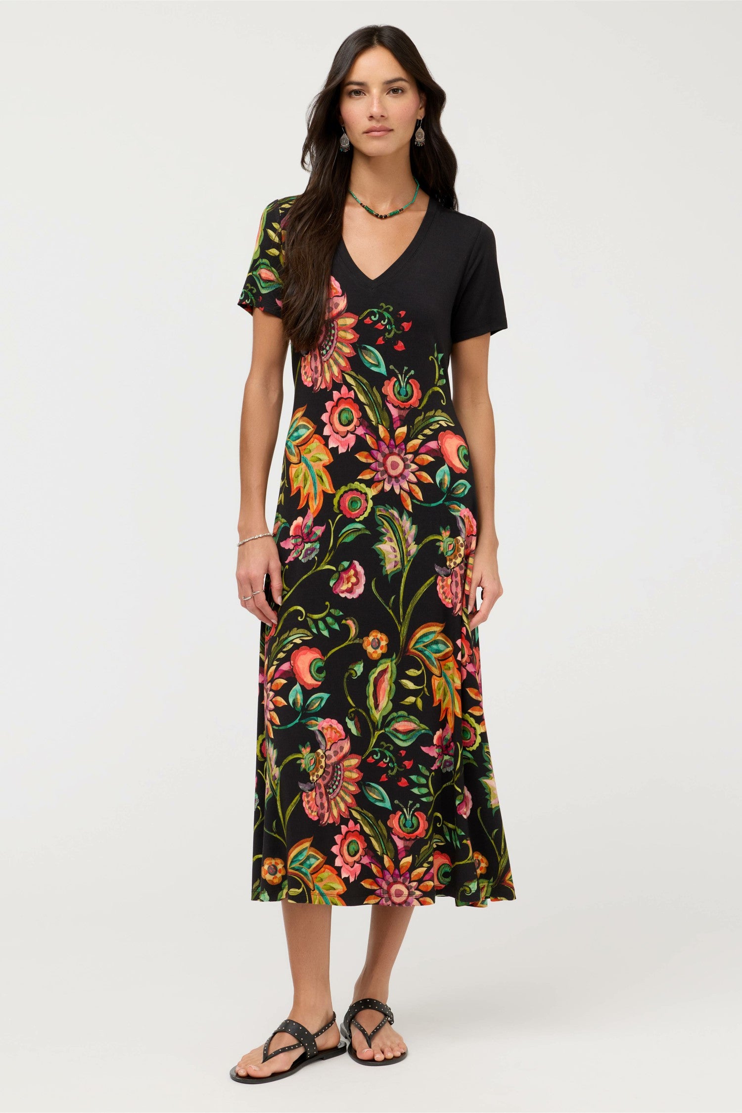 Johnny Was THE JANIE FAVORITE V-NECK CAP SLEEVE DRESS