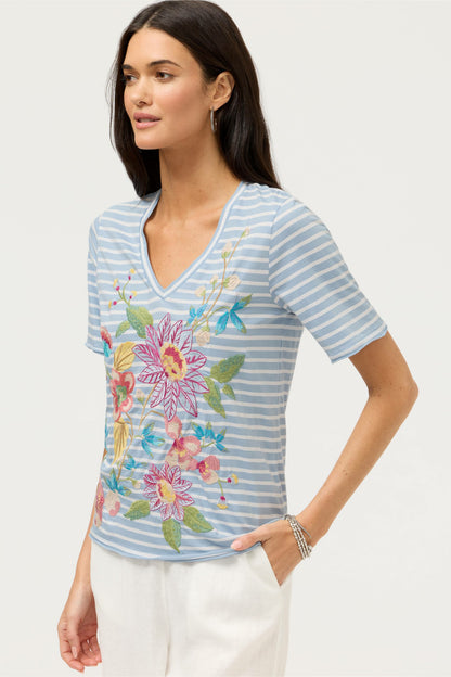 Johnny Was RAW HEM V-NECK TEE