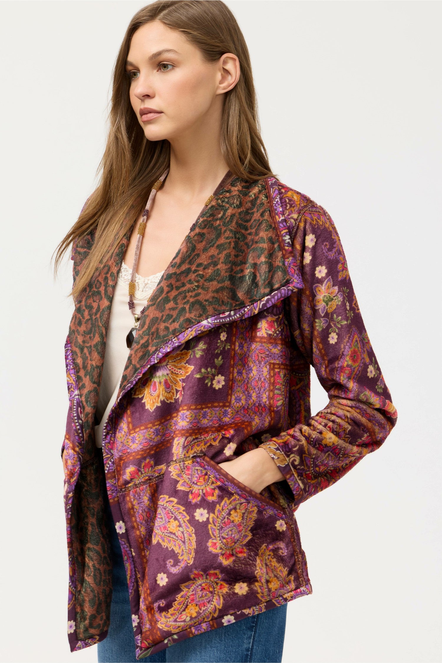 Johnny Was JOAN WRAP BINDED SHERPA JACKET