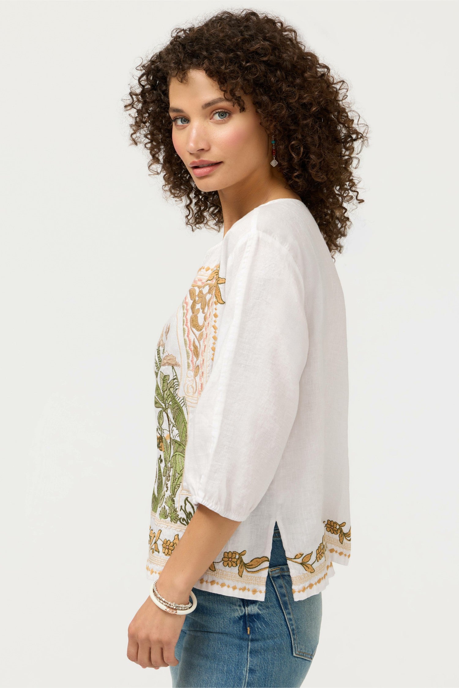 Johnny Was LINEN BOATNECK BLOUSE