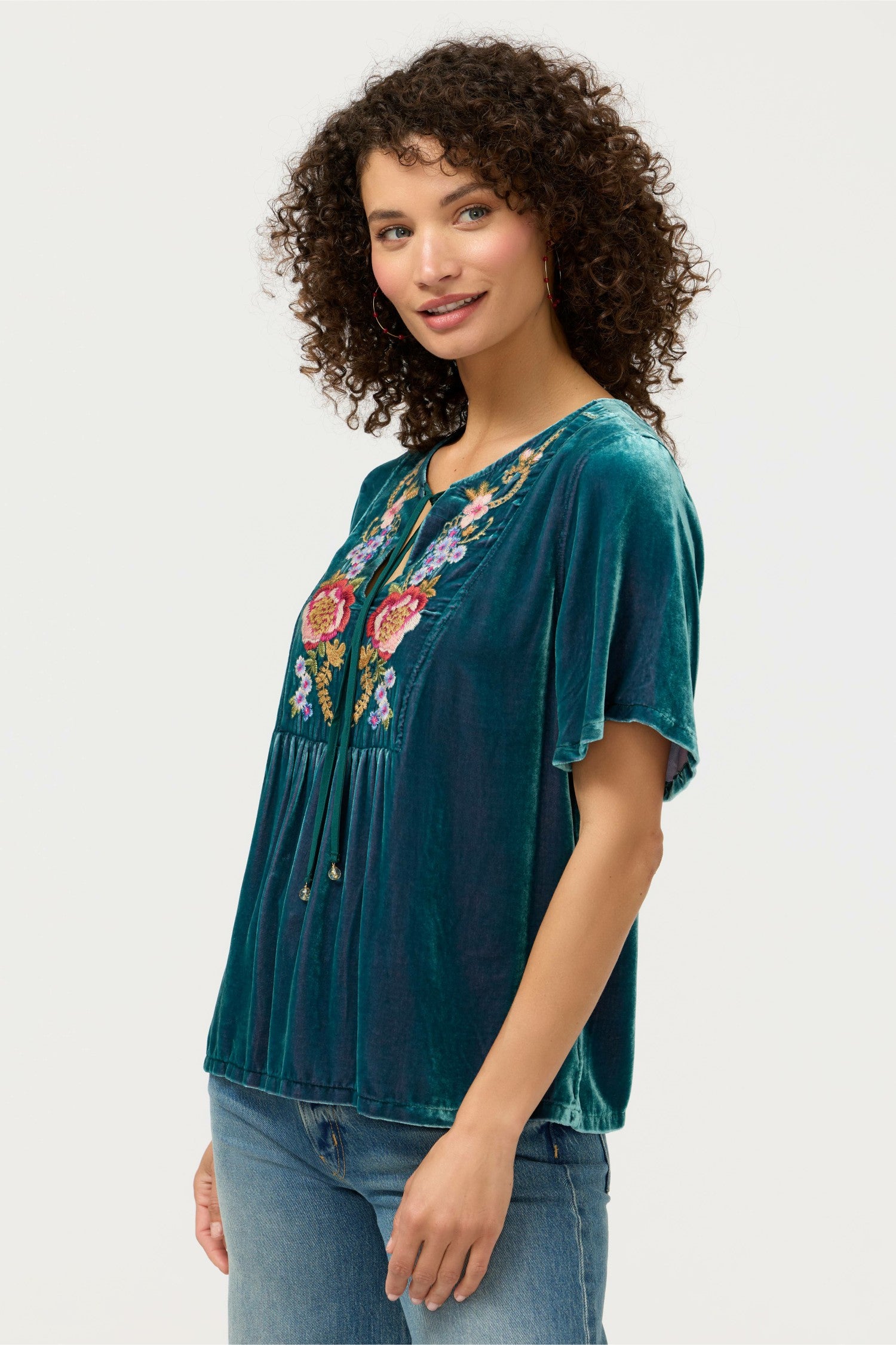 Johnny Was VELVET YOKE BLOUSE
