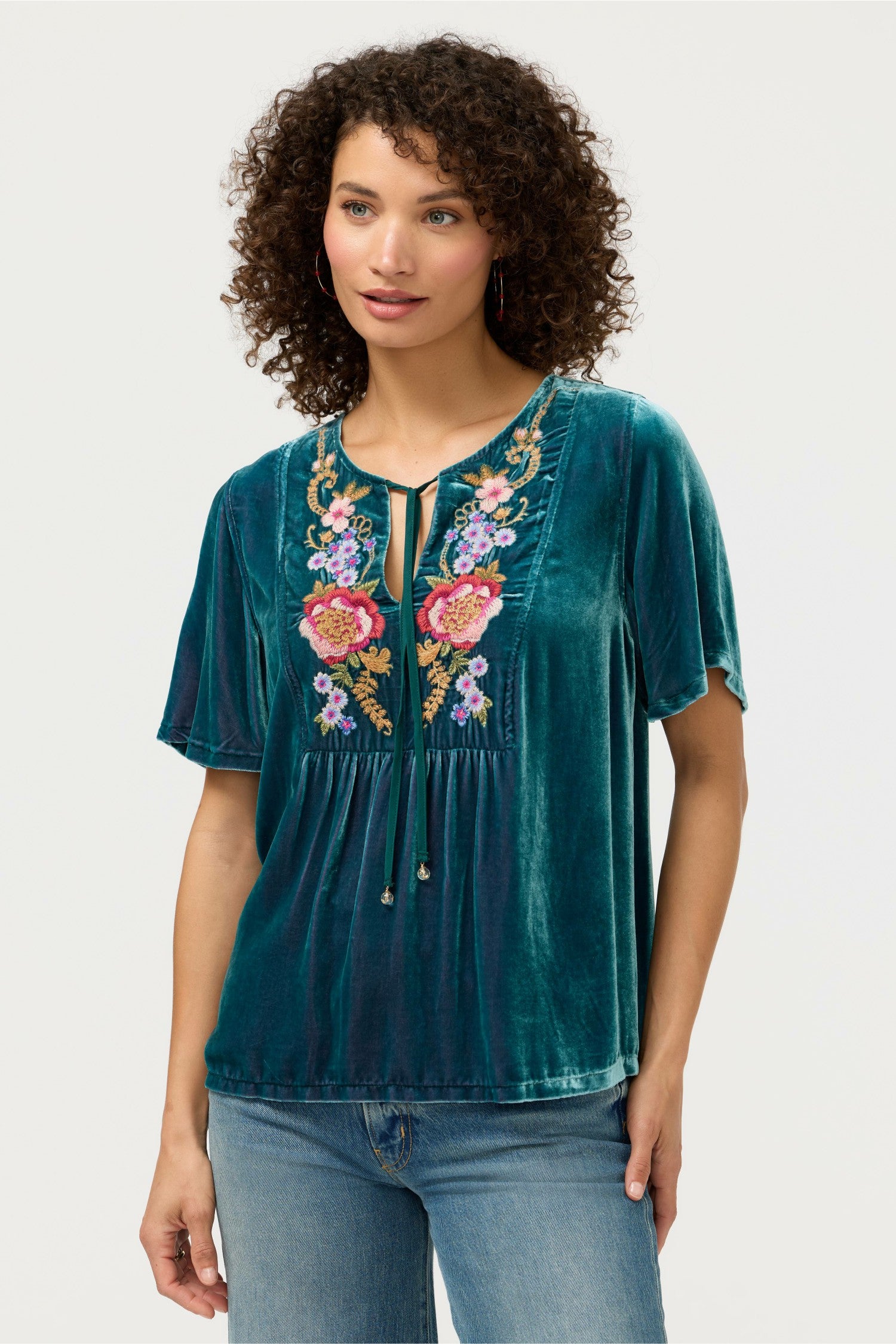 Johnny Was VELVET YOKE BLOUSE