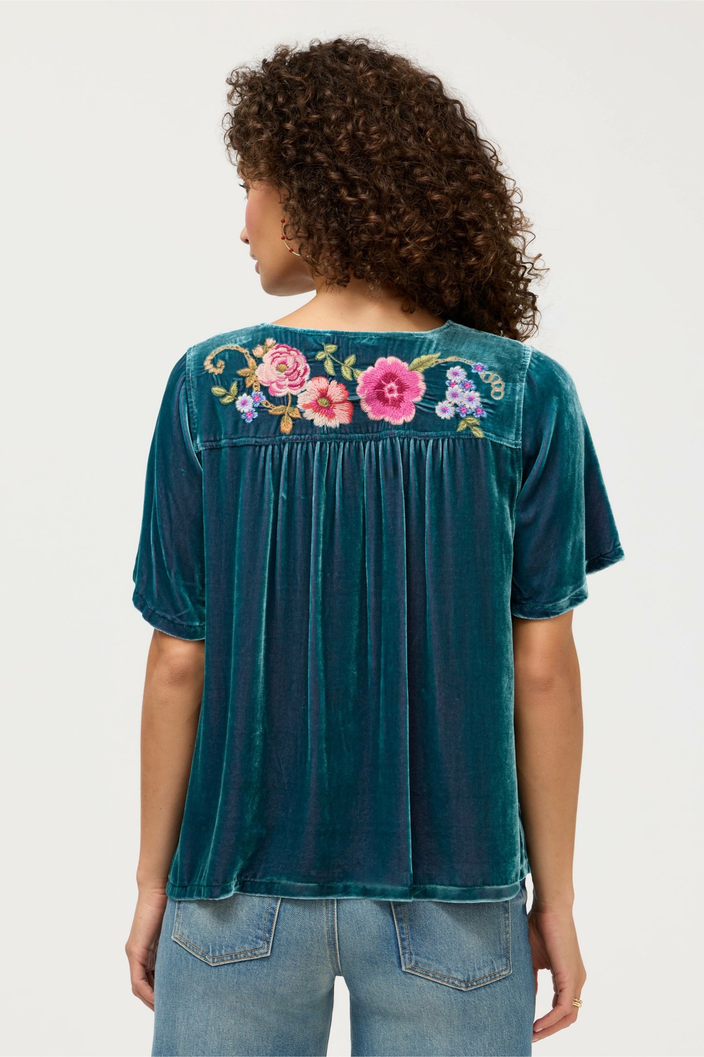 Johnny Was VELVET YOKE BLOUSE