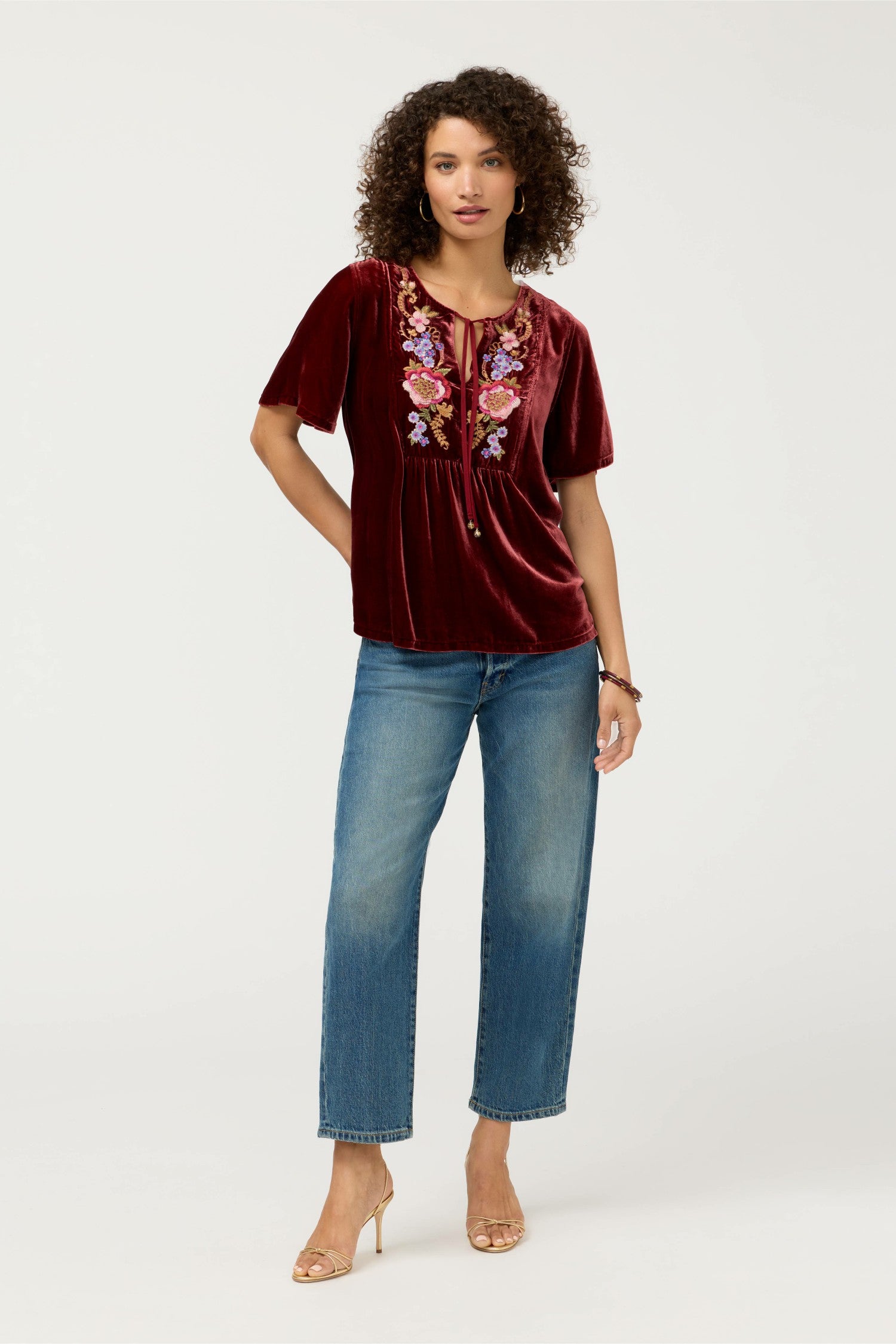 Johnny Was VELVET YOKE BLOUSE