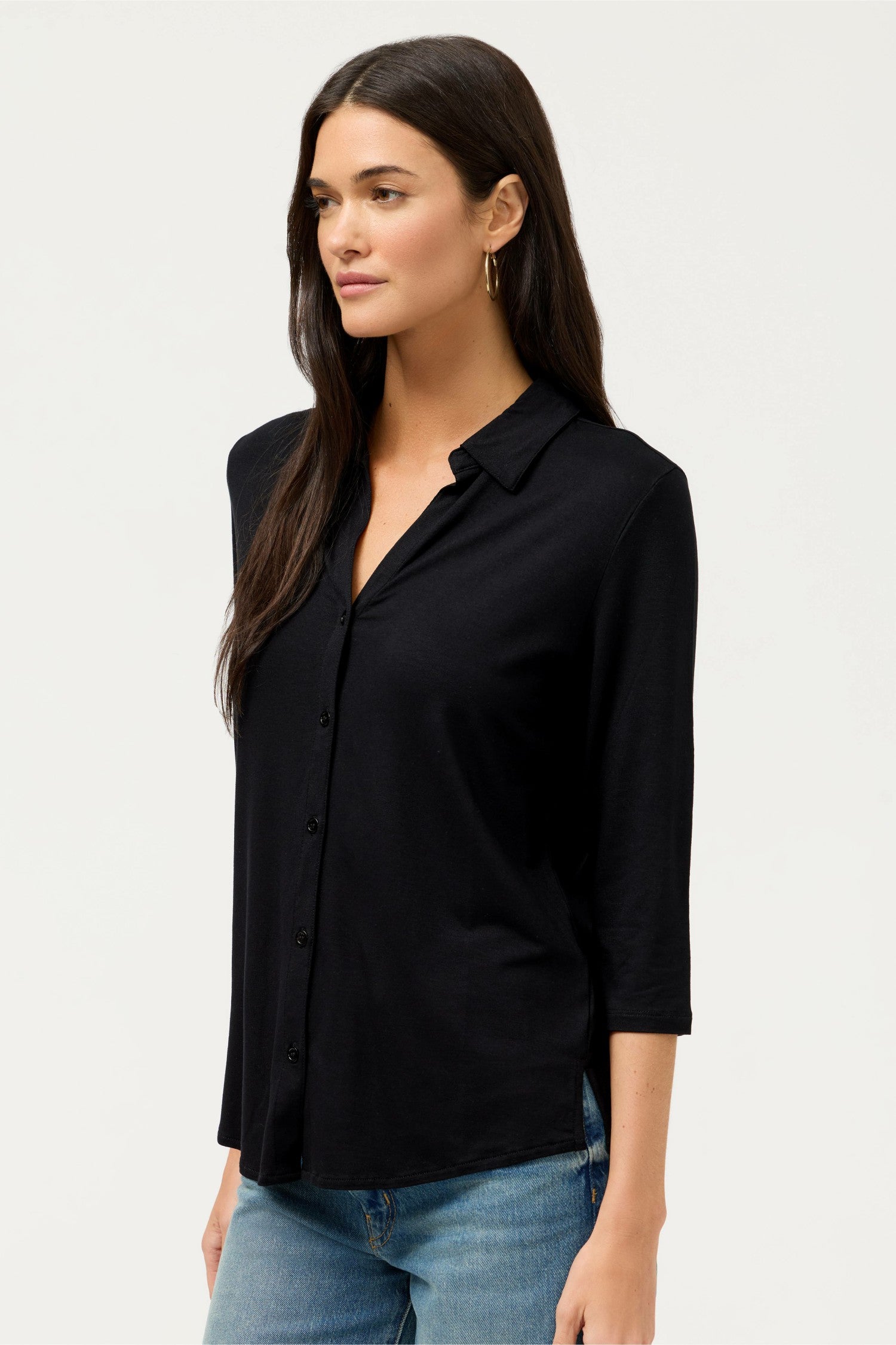 Johnny Was ESSENTIALS SOFT TOUCH 3/4 SLEEVE RELAXED SHIRT