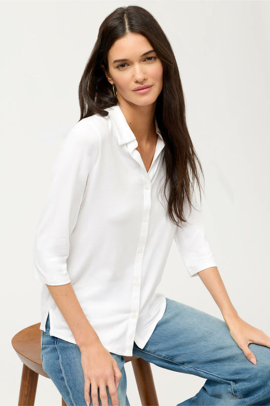Johnny Was ESSENTIALS SOFT TOUCH 3/4 SLEEVE RELAXED SHIRT