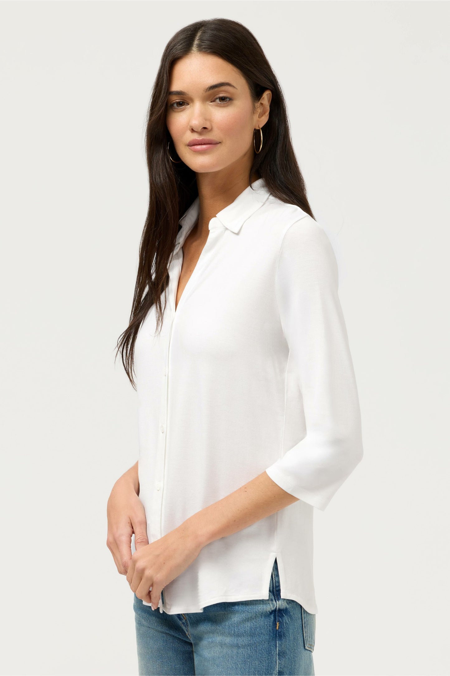 Johnny Was ESSENTIALS SOFT TOUCH 3/4 SLEEVE RELAXED SHIRT