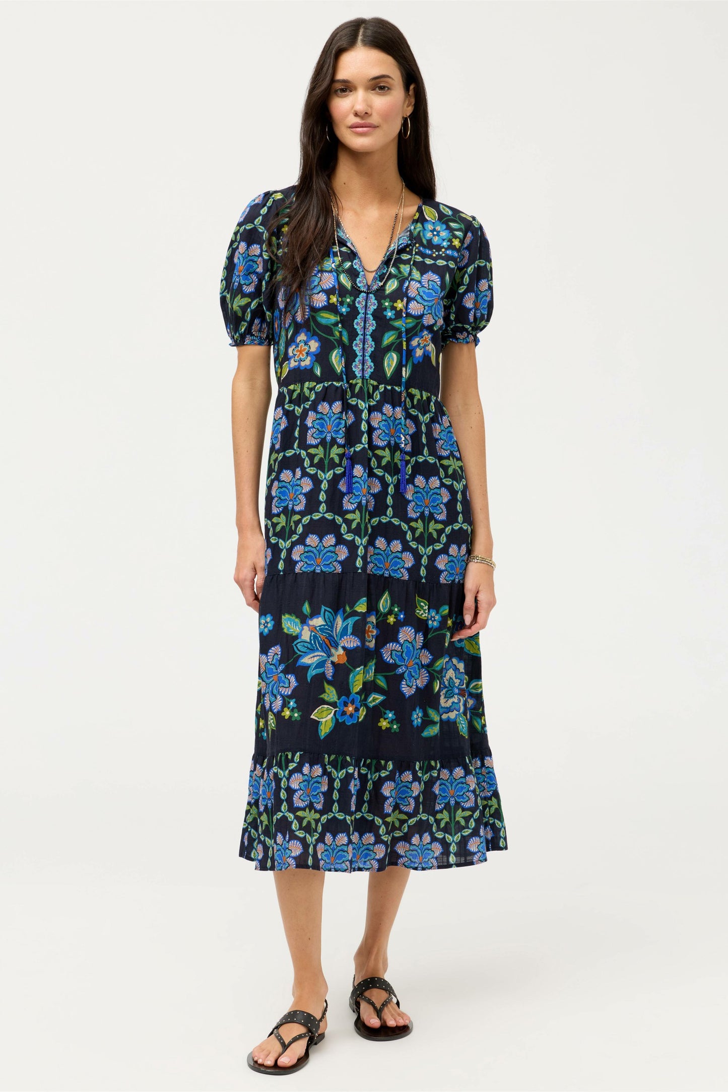 Johnny Was SHORT SLEEVE TIERED DRESS
