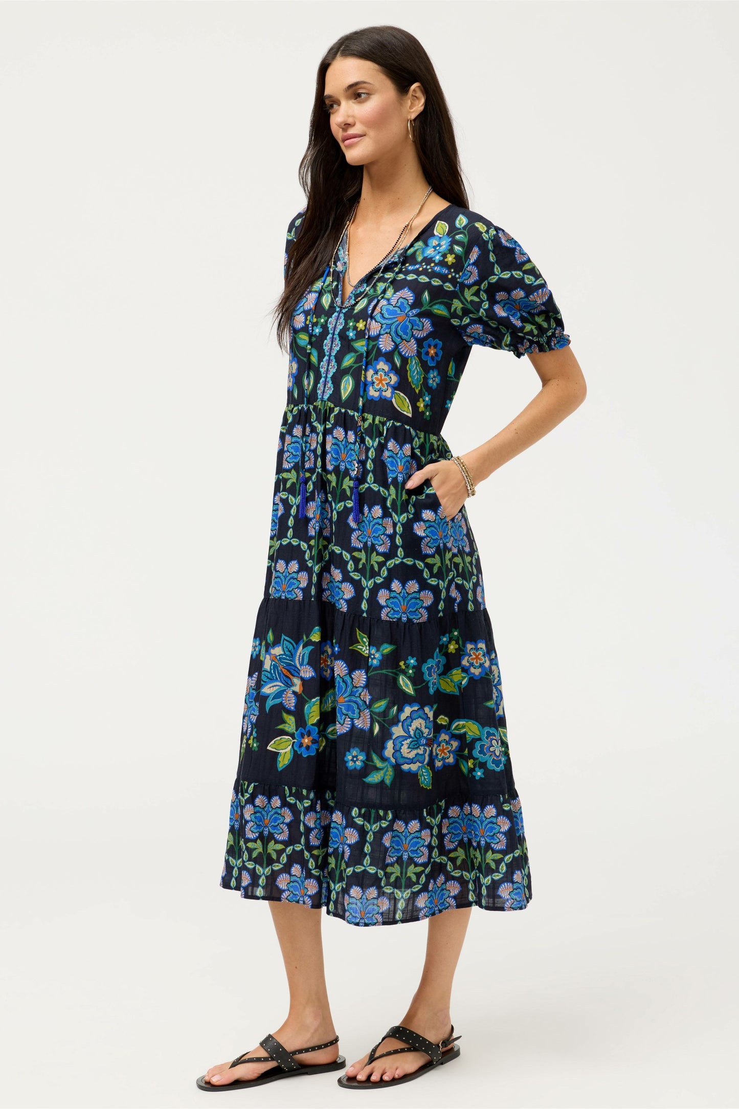 Johnny Was SHORT SLEEVE TIERED DRESS