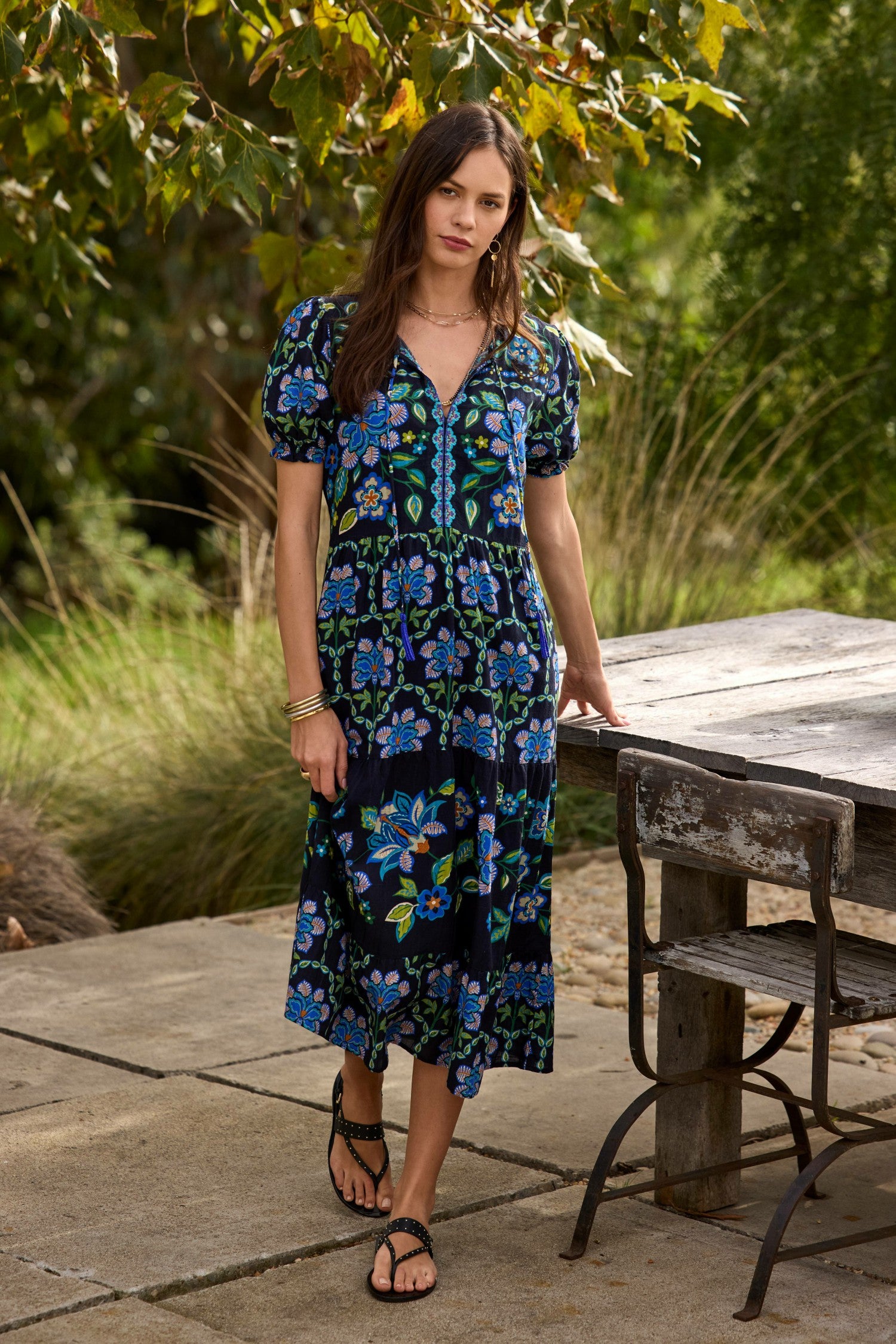 Johnny Was SHORT SLEEVE TIERED DRESS