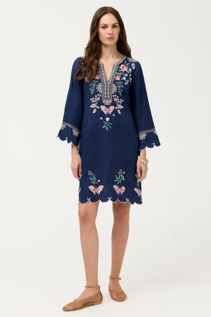 Johnny Was LINEN SCALLOP DRESS